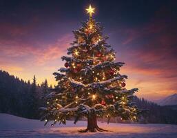 ai generato Natale albero nel inverno foto