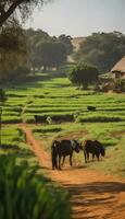 ai generato sentimentale serenità un' intravedere in africano rurale splendore foto