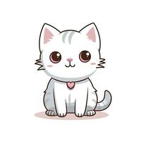 ai generato carino kawaii gatto clipart icona bianca sfondo. ai generato foto