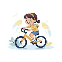 ai generato minimalista ui illustrazione di un' bambino apprendimento per cavalcata un' bicicletta nel un' piatto illustrazione su un' bianca sfondo foto
