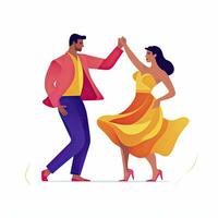 ai generato minimalista ui illustrazione di un' coppia danza salsa nel un' piatto illustrazione stile su un' bianca sfondo foto