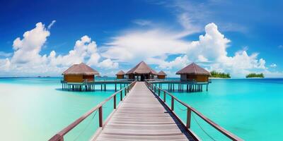 ai generato sorprendente panorama paesaggio di Maldive spiaggia foto