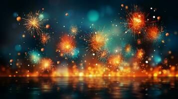 ai generato nuovo anno fuoco d'artificio sfondo foto