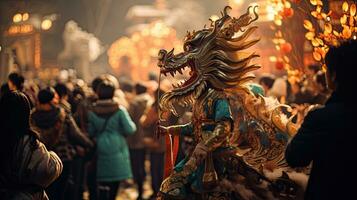 ai generato Drago Festival tradizionale simbolo Cinese nuovo anno foto