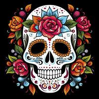 ai generato messicano Rose cranio. messicano Rose cranio. dia de los muertos shugar colorato testa. ai generato foto