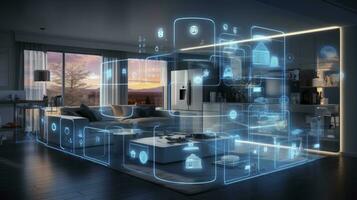 ai generato collegato vita, il IoT rivoluzione nel inteligente le case. ai generato foto