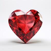 ai generato il cuore sagomato rosso diamante su un' bianca foto