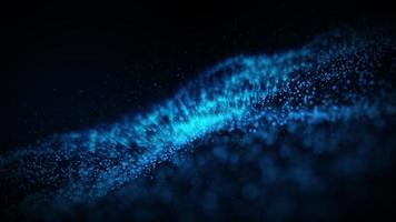particella incandescente blu astratta che brucia sullo sfondo dello spazio esterno. Rendering di illustrazione 3D
