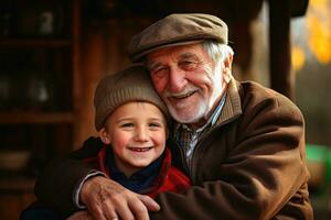 ai generato un' nonno e il suo nipote insieme. ai generato foto