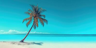 ai generato un' palma albero a il spiaggia spiaggia foto
