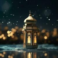 eid mubarak e Ramadan kareem saluti con islamico lanterna e moschea. eid al Fitr sfondo. eid al Fitr sfondo di finestra concetto di ai generato foto