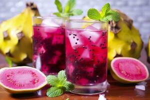 ai generato pitahaya o Drago frutta Mojito. generativo ai foto