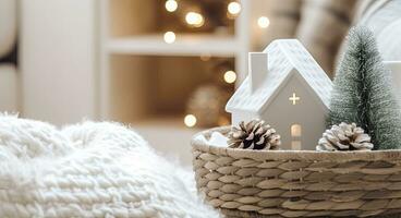 ai generato un' accogliente concetto di festivo casa decorazione per Natale. ai generato foto