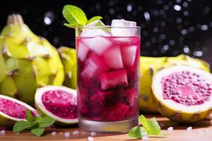 ai generato pitahaya o Drago frutta Mojito. generativo ai foto