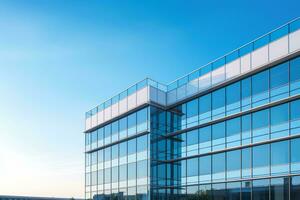 ai generato foto di un' moderno ufficio edificio contro un' chiaro blu cielo. generativo ai