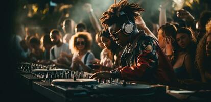 ai generato dj a concerti con un' folla a il Festival foto