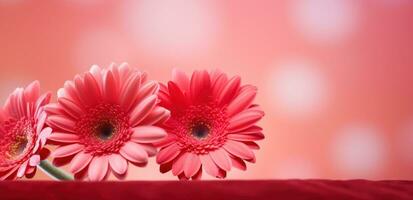 ai generato rosa gerbera margherite su un' rosa sfondo foto