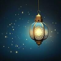 eid mubarak e Ramadan kareem saluti con islamico lanterna e moschea. eid al Fitr sfondo. eid al Fitr sfondo di finestra concetto di ai generato foto