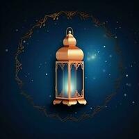 eid mubarak e Ramadan kareem saluti con islamico lanterna e moschea. eid al Fitr sfondo. eid al Fitr sfondo di finestra concetto di ai generato foto