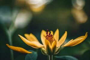 ai generato giallo fiore nel il giardino foto