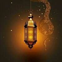 eid mubarak e Ramadan kareem saluti con islamico lanterna e moschea. eid al Fitr sfondo. eid al Fitr sfondo di finestra concetto di ai generato foto