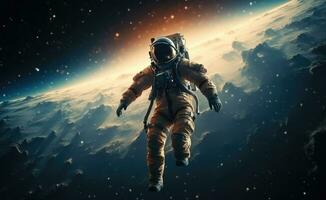 ai generato un astronauta galleggiante nel spazio foto