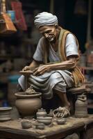 ai generato il arte di ceramica fabbricazione - un vecchio dell'uomo segreto foto