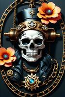 ai generato steampunk cranio Vape stile illustrazione foto