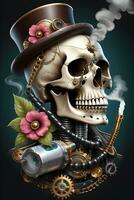 ai generato steampunk cranio Vape stile illustrazione foto