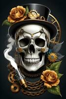 ai generato steampunk cranio Vape stile illustrazione foto