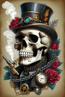 ai generato steampunk cranio Vape stile illustrazione foto