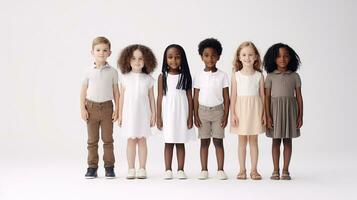 ai generato diversità bambini gruppo squadra. unione, deib, diversità, equità, inclusione, appartenente concetto foto