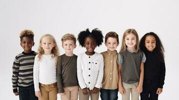 ai generato diversità bambini gruppo squadra. unione, deib, diversità, equità, inclusione, appartenente concetto foto