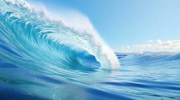 ai generato oceano onda. natura, mare, spiaggia, estremo tempo metereologico concetto foto