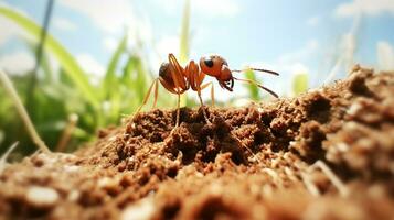 ai generato foto di formica su un' terra. generativo ai