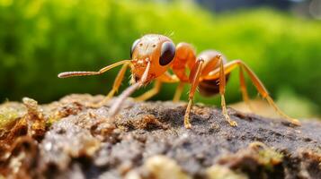 ai generato foto di tessitore formica su un' terra. generativo ai