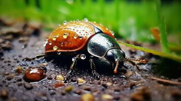 ai generato foto di tartaruga scarafaggio su un' terra. generativo ai