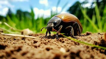 ai generato foto di giugno insetto su un' terra. generativo ai