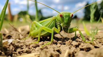 ai generato foto di katydid su un' terra. generativo ai