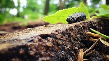 ai generato foto di bruco su un' terra. generativo ai