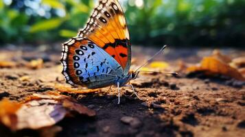 ai generato foto di farfalla su un' terra. generativo ai