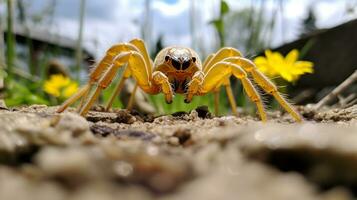 ai generato foto di Granchio ragno su un' terra. generativo ai