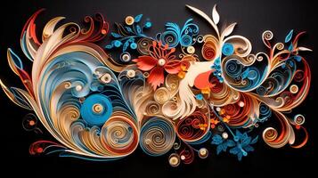 ai generato quilling arte per nuovo anno vigilia. generativo ai foto