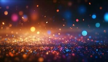 ai generato astratto glitterato sfondo con luci e bokeh foto