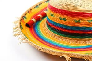 ai generato un' colorato sombrero su un' bianca sfondo foto