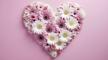 ai generato fiore cuore forma pastello rosa sfondo foto
