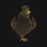 ai generato abbozzato logo con un schema pollo nel giallo su un' nero sfondo. generativo ai foto