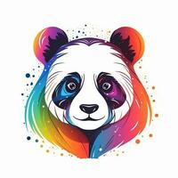 ai generato abbozzato logo con un' panda testa nel arcobaleno su un' bianca sfondo. generativo ai foto