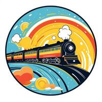 ai generato psichedelico arte logo di un' treno. generativo ai foto