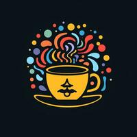 ai generato psichedelico arte logo di un' tazza di caffè. generativo ai foto